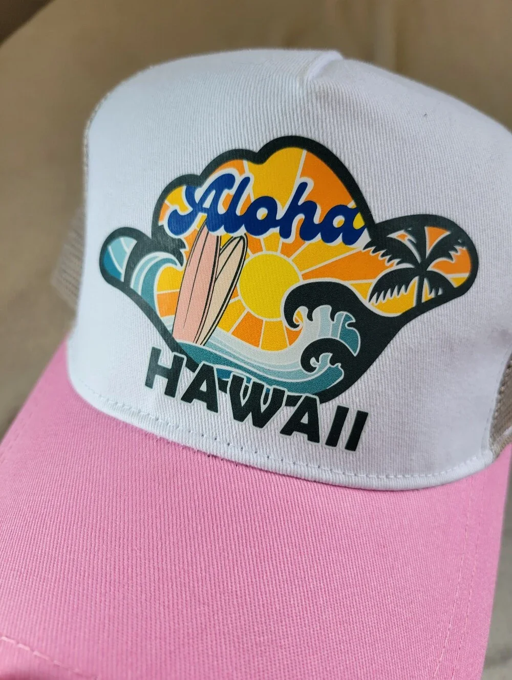 Aloha Ave | NWT Aloha Hawaii Shaka Pink Trucker Hat [Unisex]